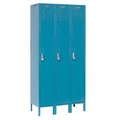 Global Industrial Single Tier Locker, 12x12x60 3 Door, Unassembled, Blue 652061BL